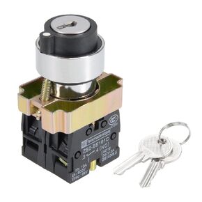 uxcell 22mm 3 Positions Key Locking Push Button Switch with Key DPST