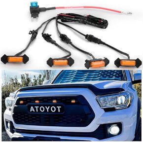 مصابيح شواية Led كهرمانية لشبكة أمامية Toyota Tacoma TRD PRO 2016-2023 مع مصهر (4 قطع مصابيح LED للشواية، أصفر كهرماني) in Kuwait