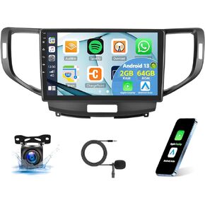 2G+64G Android 13 Car Stereo for Acura TSX 2009-2014/ Honda Spirior 2009-2013/Honda Accord 2008-2012,9'' Touchscreen Car Radio with Apple Carplay Android Auto WiFi,GPS,Bluetooth FM/RDS+Backup Camera