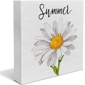 Country Daisy Wood Box Sign Decor Desk Sign Summer Daisy Quote Wooden Box Block Sign Rustic Home Shelf Wall Decoration