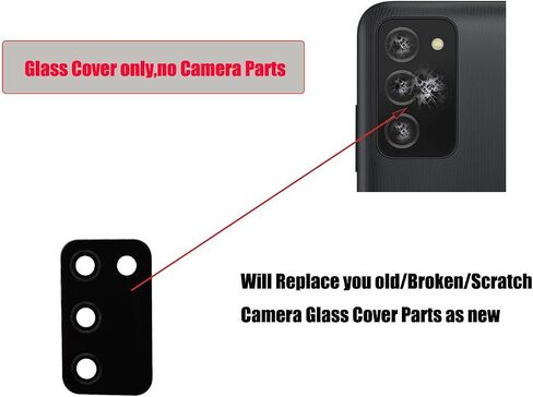 (2 pcs Pack) Galaxy a03s Rear Back Camera Glass Replacement Lens for Samsung Galaxy a03s A037U A037U1 2021-Black Color in Saudi Arabia