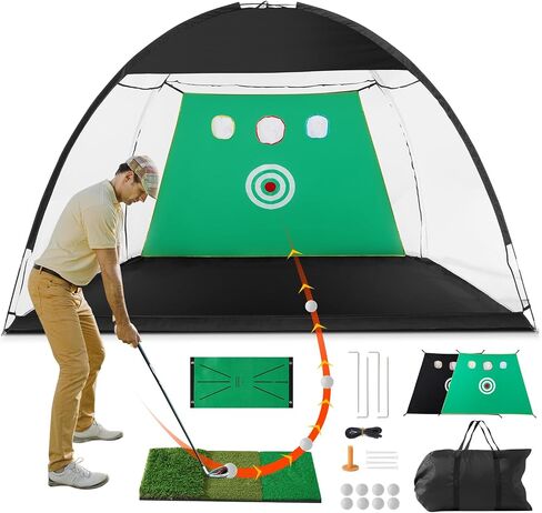 VEVOR VEVOR Golf Net, Golf Practice Net, Indoor Outdoor Home Golf Swing Training, Golf Hitting Aid Net with Target and Carry Bag, for Backyard Driving Chipping, Gift for Men, Golf Lovers, Sports Game in Saudi Arabia