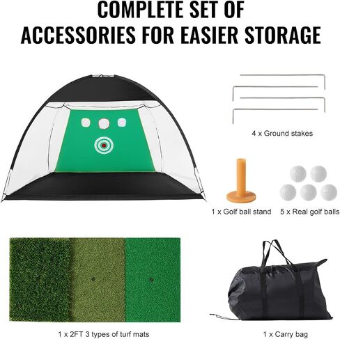 VEVOR VEVOR Golf Net, Golf Practice Net, Indoor Outdoor Home Golf Swing Training, Golf Hitting Aid Net with Target and Carry Bag, for Backyard Driving Chipping, Gift for Men, Golf Lovers, Sports Game in Saudi Arabia