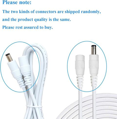1m/3.28Feet DC Power Extension Cable 2.5 mm x 5.5 mm Male to Female Connector, DC Power Cord Extension Cable for Power Adapter, 12V CCTV Wireless IP Camera, Monitors - Black in Saudi Arabia