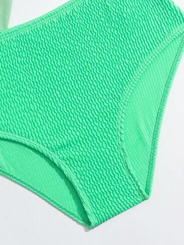 OYOANGLE Girl's 3 Piece Bikini Swimsuit Textured Twist Front Ruched Bathing Suit with Cover Ups in Saudi Arabia