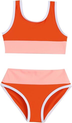 Toddler Girls Swimsuit Casual Swimwear Kids Two Piece Color Block Bathing Suits Beach Bikini Set in Kuwait