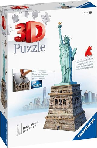 Ravensburger Statue of Liberty 108 Piece 3D Jigsaw Puzzle for Kids and Adults - Easy Click Technology Means Pieces Fit Together Perfectly , Blue in Saudi Arabia