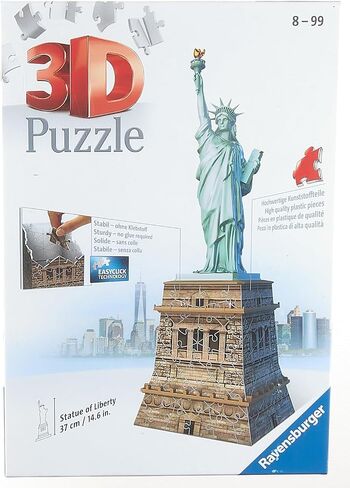Ravensburger Statue of Liberty 108 Piece 3D Jigsaw Puzzle for Kids and Adults - Easy Click Technology Means Pieces Fit Together Perfectly , Blue in Saudi Arabia