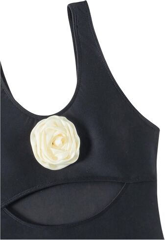 Floerns Girl's Appliques Rose Tummy Control Cut Out Scoop Neck One Piece Swimsuit in Saudi Arabia