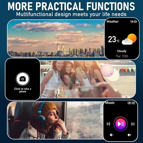 ساعة ذكية للرجال والنساء، مكالمة بلوتوث، IP69K مقاومة للماء لتتبع اللياقة البدنية مع مراقب معدل ضربات القلب وتتبع ضغط الأكسجين في الدم لهواتف Android وiOS، شاشة 2 بوصة فائقة الدقة in Kuwait