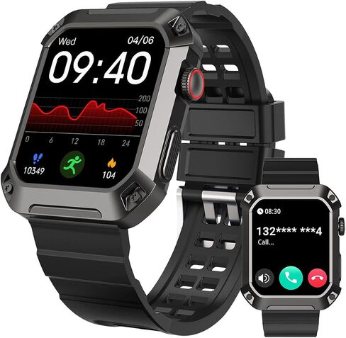 Running Smartwatch for Men 2024 Rival Military Smartwatch Bluetooth Call(Answer/Dial Call) 5ATM Waterproof, 1.83" Big Screen Sports Fitness Tracker Blood Pressure Watch Android iPhone Watch Reloj in Saudi Arabia