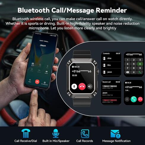 Running Smartwatch for Men 2024 Rival Military Smartwatch Bluetooth Call(Answer/Dial Call) 5ATM Waterproof, 1.83" Big Screen Sports Fitness Tracker Blood Pressure Watch Android iPhone Watch Reloj in Saudi Arabia