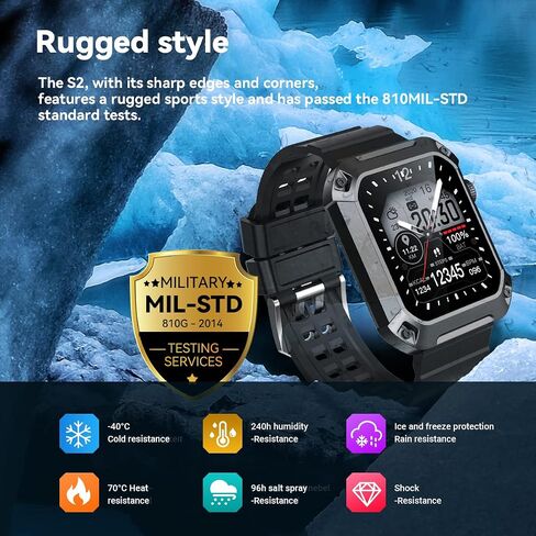 Running Smartwatch for Men 2024 Rival Military Smartwatch Bluetooth Call(Answer/Dial Call) 5ATM Waterproof, 1.83" Big Screen Sports Fitness Tracker Blood Pressure Watch Android iPhone Watch Reloj in Saudi Arabia