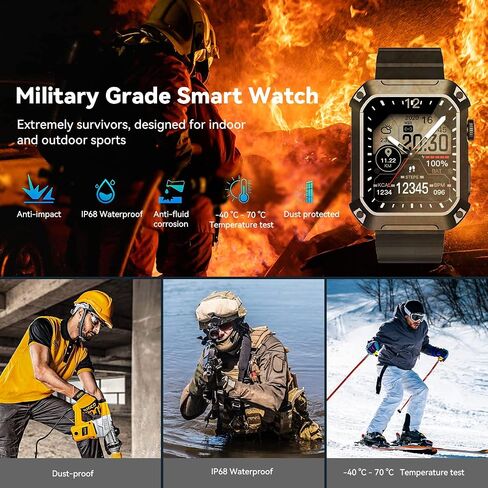 Running Smartwatch for Men 2024 Rival Military Smartwatch Bluetooth Call(Answer/Dial Call) 5ATM Waterproof, 1.83" Big Screen Sports Fitness Tracker Blood Pressure Watch Android iPhone Watch Reloj in Saudi Arabia