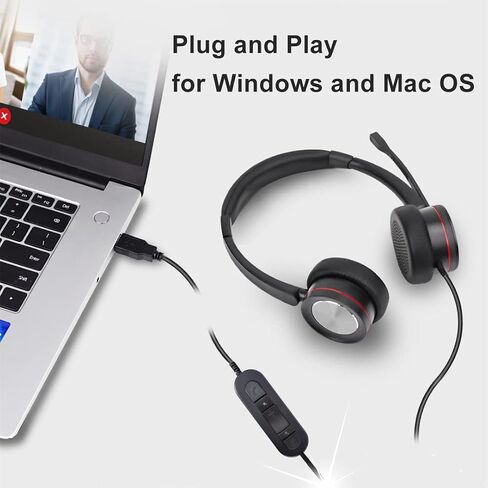Wired Silver 3.5mm/USB Headset - Noise Cancelling Mic, Multi-Device Compatibility, Durable Wired PC Headset for Dragon Dictation, Webinar Teams Skype Zoom Call, USB-A Headphones for Office Work Home in Saudi Arabia