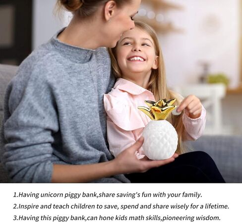 Pineapple Girls Piggy Bank Ceramic Pineapples Shape Cans Decorative Kids Adults Piggy Bank for Home Bedroom Party Decorations Valentine's Day Kid's Birthday Gifts (Gold) in Kuwait