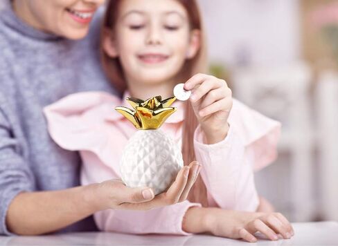 Pineapple Girls Piggy Bank Ceramic Pineapples Shape Cans Decorative Kids Adults Piggy Bank for Home Bedroom Party Decorations Valentine's Day Kid's Birthday Gifts (Gold) in Kuwait