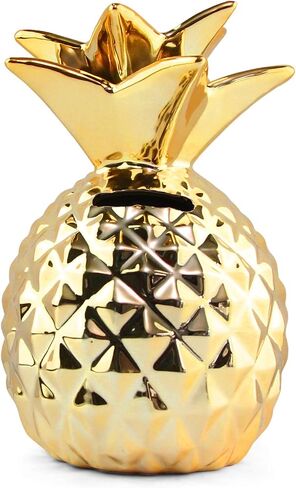 Pineapple Girls Piggy Bank Ceramic Pineapples Shape Cans Decorative Kids Adults Piggy Bank for Home Bedroom Party Decorations Valentine's Day Kid's Birthday Gifts (Gold) in Saudi Arabia