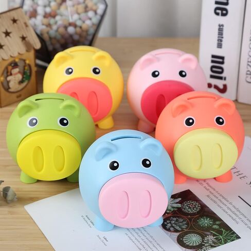 H&W Mini Piggy Bank, Cute Pig Go Oink-Oink, Shatterproof Coin Bank, Great First Money Bank (Blue) in Saudi Arabia