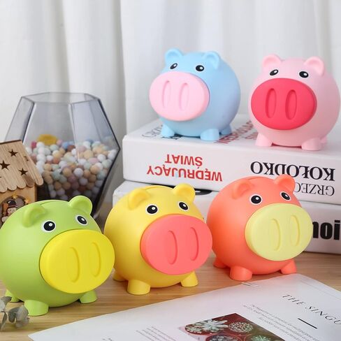 H&W Mini Piggy Bank, Cute Pig Go Oink-Oink, Shatterproof Coin Bank, Great First Money Bank (Blue) in Saudi Arabia