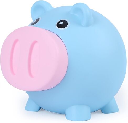 H&W Mini Piggy Bank, Cute Pig Go Oink-Oink, Shatterproof Coin Bank, Great First Money Bank (Blue) in Saudi Arabia