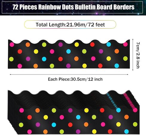 72 Feet Colorful Dots Bulletin Board Borders Multicolor Dots Scalloped Bulletin Board Borders Trims Rainbow Dots Classroom Decorations for Cork Board Chalkboard Back to School Party Decor in Saudi Arabia