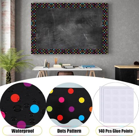72 Feet Colorful Dots Bulletin Board Borders Multicolor Dots Scalloped Bulletin Board Borders Trims Rainbow Dots Classroom Decorations for Cork Board Chalkboard Back to School Party Decor in Saudi Arabia