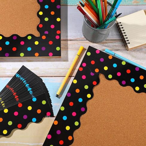 72 Feet Colorful Dots Bulletin Board Borders Multicolor Dots Scalloped Bulletin Board Borders Trims Rainbow Dots Classroom Decorations for Cork Board Chalkboard Back to School Party Decor in Saudi Arabia
