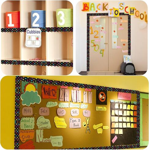 72 Feet Colorful Dots Bulletin Board Borders Multicolor Dots Scalloped Bulletin Board Borders Trims Rainbow Dots Classroom Decorations for Cork Board Chalkboard Back to School Party Decor in Saudi Arabia