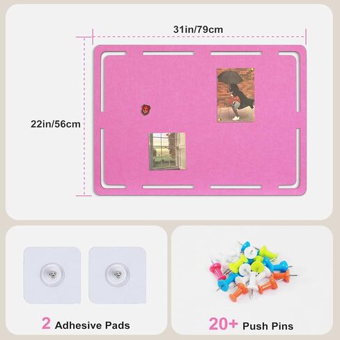 SEG Direct Bulletin Board, Large Felt Cork Board 31" x 22" Self Adhesive Pin Board Memo Notice Board with 20 Push Pins for Home Office Decor, Light Blue in Saudi Arabia