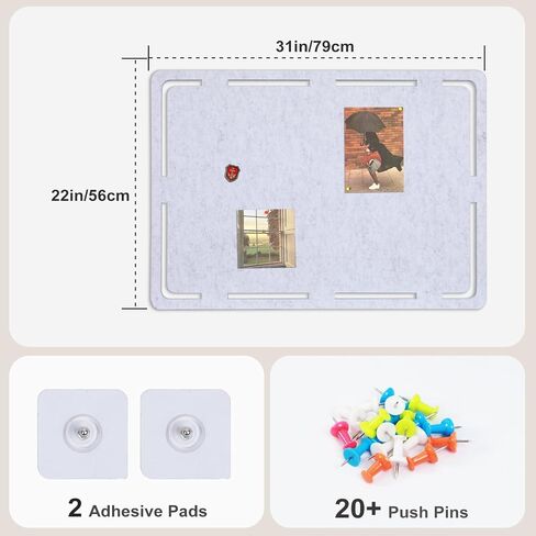 SEG Direct Bulletin Board, Large Felt Cork Board 31" x 22" Self Adhesive Pin Board Memo Notice Board with 20 Push Pins for Home Office Decor, Light Blue in Saudi Arabia