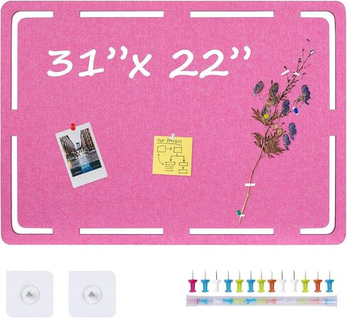 SEG Direct Bulletin Board, Large Felt Cork Board 31" x 22" Self Adhesive Pin Board Memo Notice Board with 20 Push Pins for Home Office Decor, Light Blue in Saudi Arabia