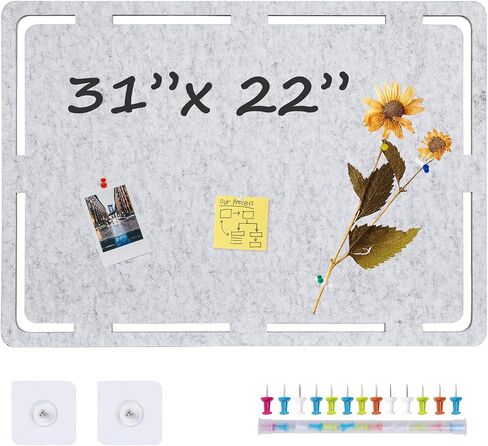 SEG Direct Bulletin Board, Large Felt Cork Board 31" x 22" Self Adhesive Pin Board Memo Notice Board with 20 Push Pins for Home Office Decor, Light Blue in Saudi Arabia