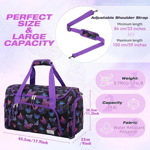 Travel Bag for Women Men,VX VONXURY 30L Medium Gym Bag with Waterproof Shoe Compartment,Lightweight Weeekender Carry On Bag(Black) in Saudi Arabia