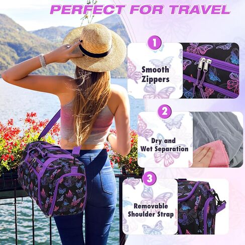 Travel Bag for Women Men,VX VONXURY 30L Medium Gym Bag with Waterproof Shoe Compartment,Lightweight Weeekender Carry On Bag(Black) in Saudi Arabia