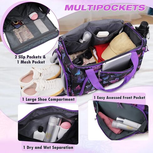 Travel Bag for Women Men,VX VONXURY 30L Medium Gym Bag with Waterproof Shoe Compartment,Lightweight Weeekender Carry On Bag(Black) in Saudi Arabia