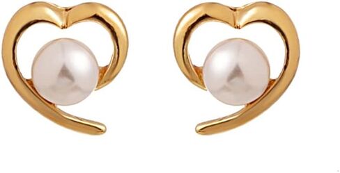 Love Heart-Shaped Pearl Stud Earrings, 14K Gold Plated Pearl Earrings Stud for Women Girls Gifts, Pearl Jewelry Mother Day Gift for Women Girlfriend Daughter with Gift Box in Saudi Arabia