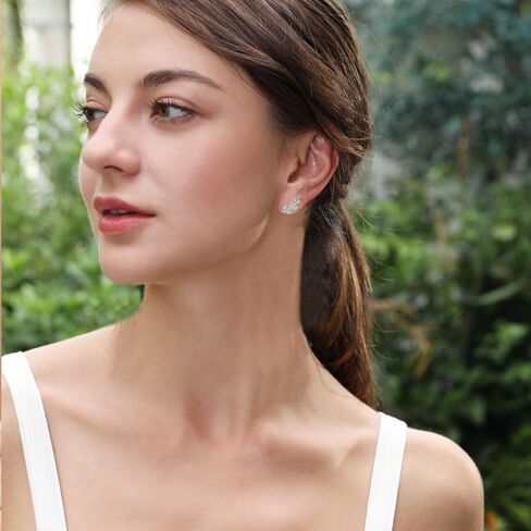Leaf Stud Earrings Ear Climber Earrings for Women and Girls Hypoallergenic Small Olive Leaves Branch Cartilage Studs Silver Long Leaf Earrings Silver Shinning Chain Tassel Leaf Earrings in Saudi Arabia