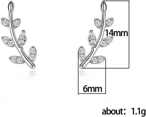 Leaf Stud Earrings Ear Climber Earrings for Women and Girls Hypoallergenic Small Olive Leaves Branch Cartilage Studs Silver Long Leaf Earrings Silver Shinning Chain Tassel Leaf Earrings in Saudi Arabia