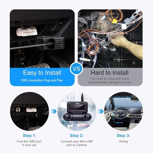 طقم أسلاك صلبة لكاميرا داش كام من بروفيو، مراقبة وضع ركن السيارة على مدار 24 ساعة، جيروسكوب مدمج ثلاثي المحاور، واجهة أو بي دي، مخرج 3 أمبير، USB صغير، 11.5 قدم، حماية من الجهد المنخفض in Kuwait