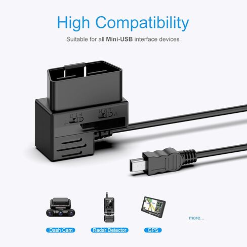 طقم أسلاك صلبة لكاميرا داش كام من بروفيو، مراقبة وضع ركن السيارة على مدار 24 ساعة، جيروسكوب مدمج ثلاثي المحاور، واجهة أو بي دي، مخرج 3 أمبير، USB صغير، 11.5 قدم، حماية من الجهد المنخفض in Kuwait