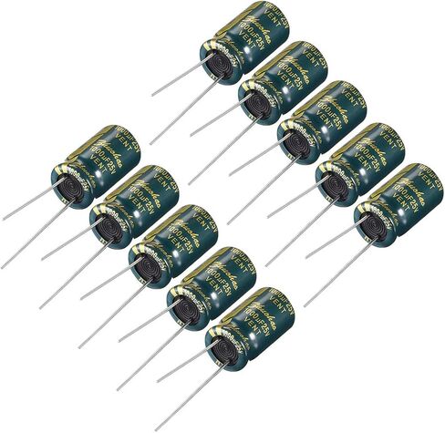 uxcell Aluminum Radial Electrolytic Capacitor Low ESR Green with 1000UF 25V 105 Celsius Life 3000H 10 x 17 mm High Ripple Current,Low Impedance 10pcs in Saudi Arabia