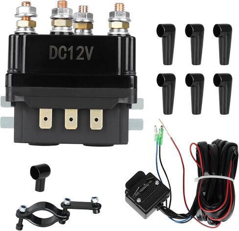 Youxmoto 12V 250A Winch Solenoid Relay Contactor + 2pcs Winch Remote Control Kit, Universal for ATV UTV Truck/Fit for Jeep Winches 3000-5000lbs, Replace for 63070 62135 74900 70715 2875714 in Saudi Arabia