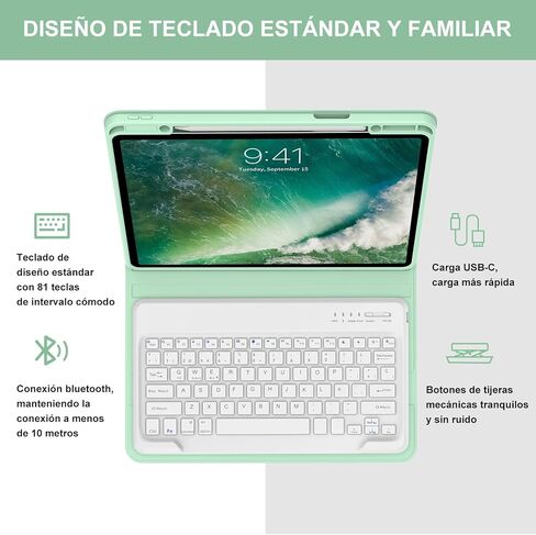 SENGBIRCH Funda con Teclado de Español لجهاز iPad Air 13 بوصة (M2) 2024، iPad Pro 12.9 3a 4a 5a 6a Genaración 2022 - Inalámbrico Bluetooth Magnético Desmontable، Funda AutomáTico Dormir/Despertar، Azul in Kuwait