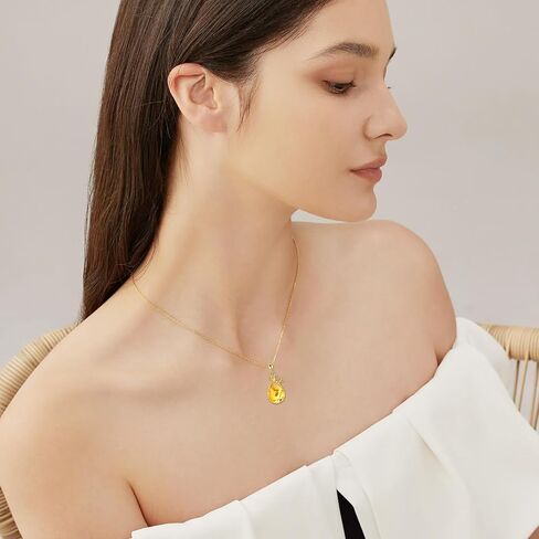 CRMAD Daisy/Black Cat/Dragonfly/Daffodil/Hummingbird/Stingray/Phoenix Feather/Rose Necklace Sterling Silver Moonstone Teardrop Pendant Necklace Flower Animal Jewelry Gifts for Women in Kuwait