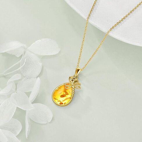 CRMAD Daisy/Black Cat/Dragonfly/Daffodil/Hummingbird/Stingray/Phoenix Feather/Rose Necklace Sterling Silver Moonstone Teardrop Pendant Necklace Flower Animal Jewelry Gifts for Women in Kuwait