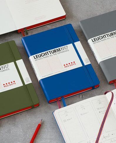LEUCHTTURM1917 - Medium A5 Dotted Hardcover Notebook - Red Dots Special Edition with 251 Numbered Pages (Anthracite) in Kuwait