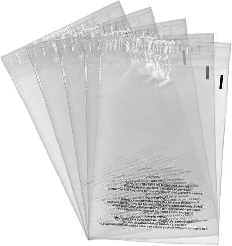12 x 15.5 Clear Plastic Flat Poly Bags with Suffocation Warning Self Seal Adhesive 1.5 Mil for Business FBA Packaging, Jewelry, Clothes, Prints, Storage – Permanent Seal - (200 Pack) in Saudi Arabia