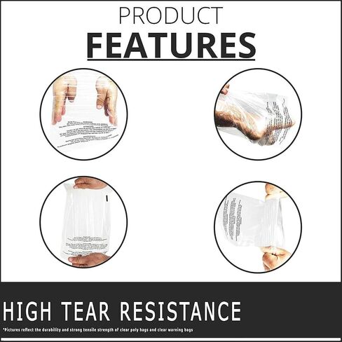 12 x 15.5 Clear Plastic Flat Poly Bags with Suffocation Warning Self Seal Adhesive 1.5 Mil for Business FBA Packaging, Jewelry, Clothes, Prints, Storage – Permanent Seal - (200 Pack) in Saudi Arabia