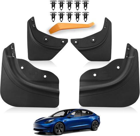Spurtar Mud Flaps Fit for Tesla Accessories Model 3 2023 2022 2021 2020 2019 Splash Guard All Weather Vehicle Sediment Protection No Drilling Mud guards for Tesla Model 3 Accessories Black Set of 4 in Saudi Arabia